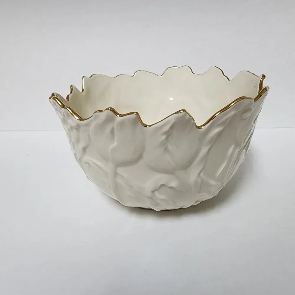 Lenox Tulip Treat Bowl Gold Trip Excellent Condition